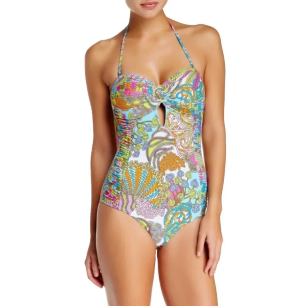 Trina Turk Coral Reef Bandeau One Piece